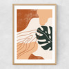 Abstract Monstera Narrow Oak Frame