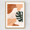 Abstract Monstera Medium Oak Frame