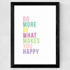 Be Happy Pastel Wide Black Frame