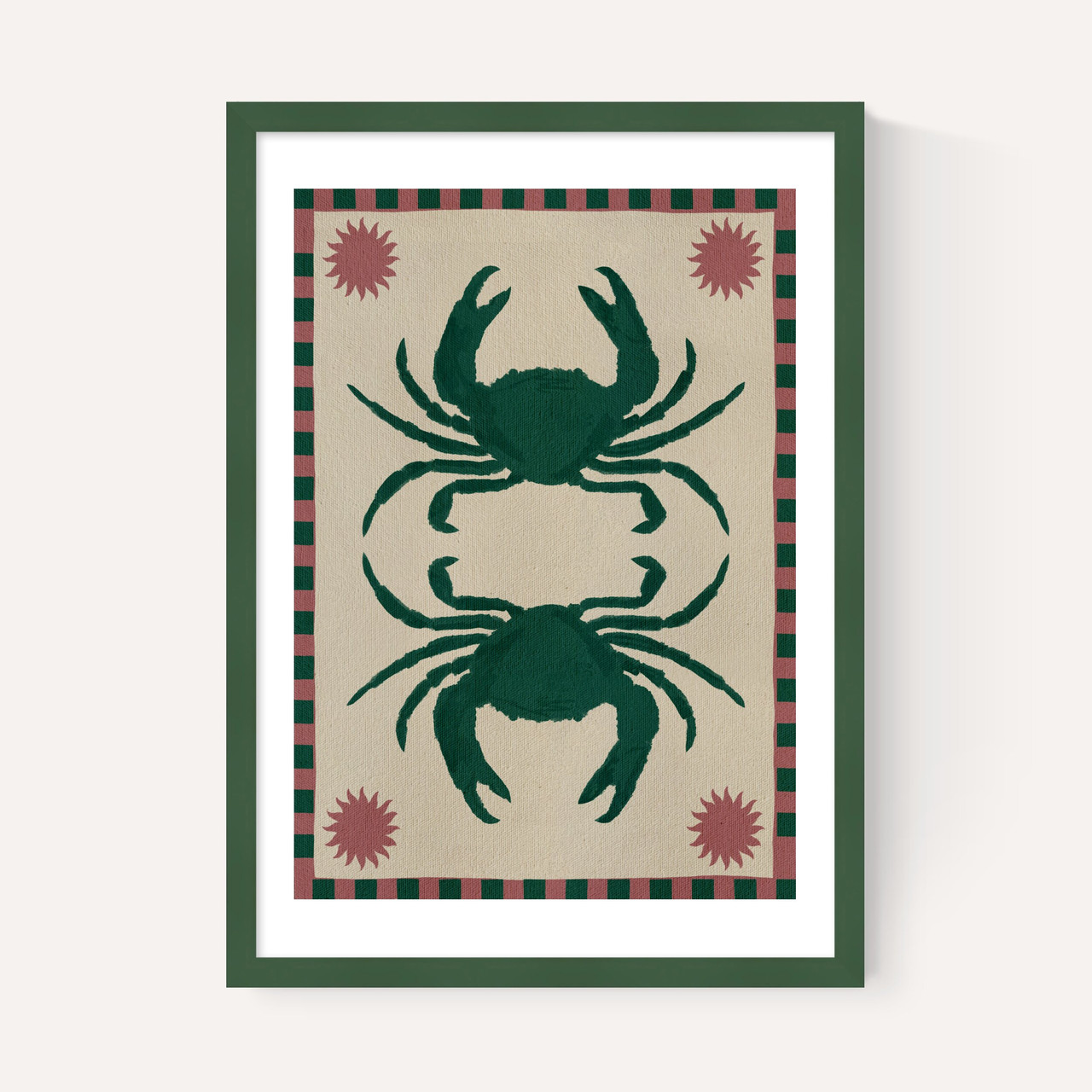 lush duo VI art print by shatha dafai in green frame
