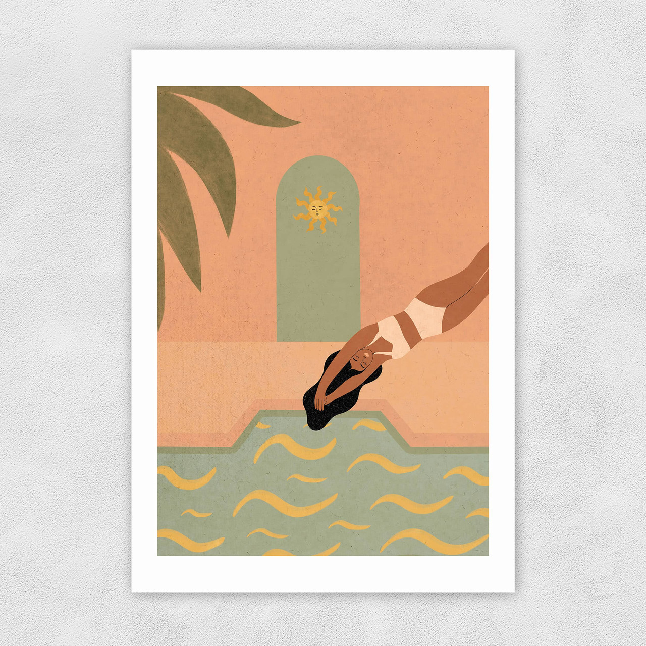 Pool Jump art print by Lemon Fee in black frame