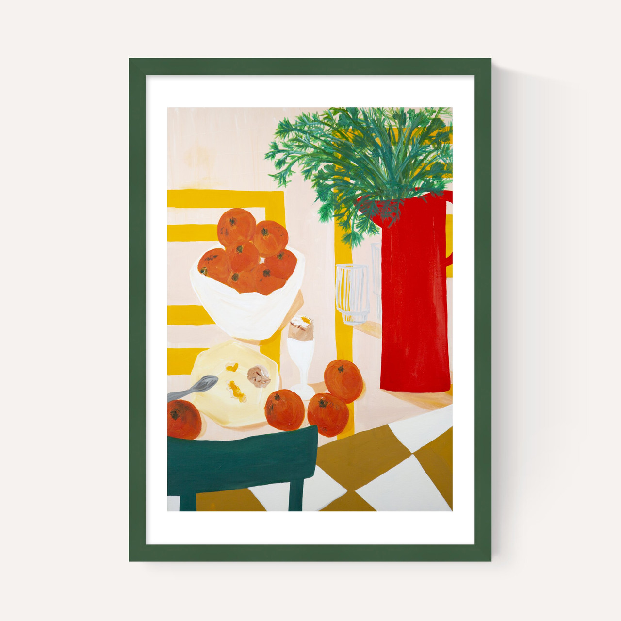 oeuf ala coque art print by lucy muss in green frame