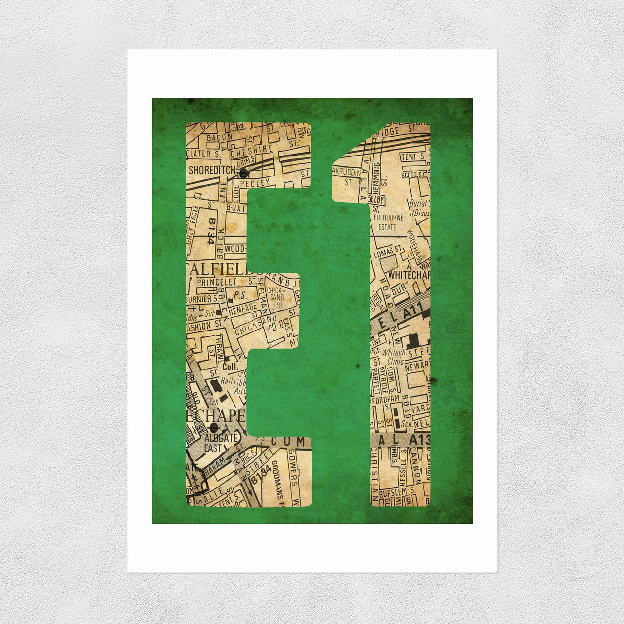E1 Postcode Map - Art Print by Indieprints - East End Prints