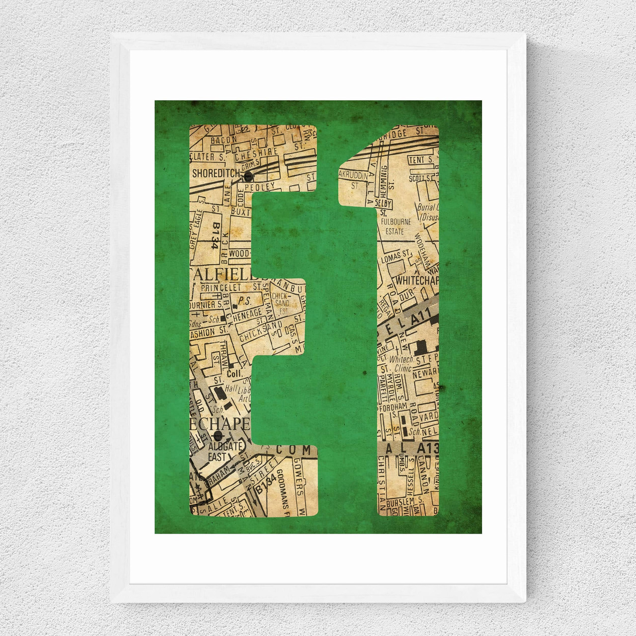 E1 Postcode Map - Art Print by Indieprints - East End Prints