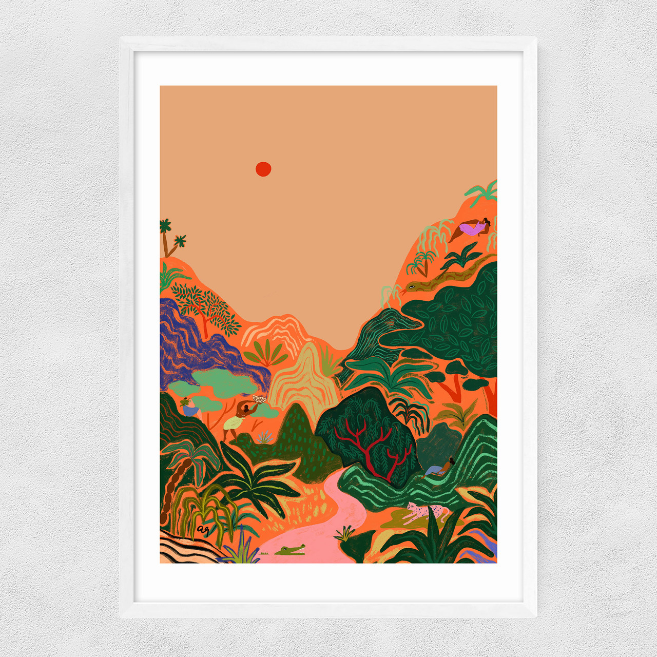 hidden paradise art print by arty guava in white frame