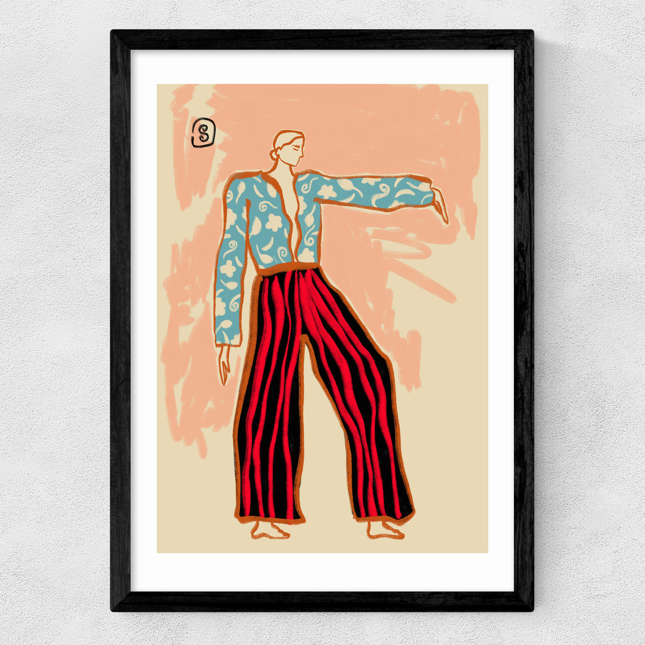 new year dance art print by sandra poliakov in black frame