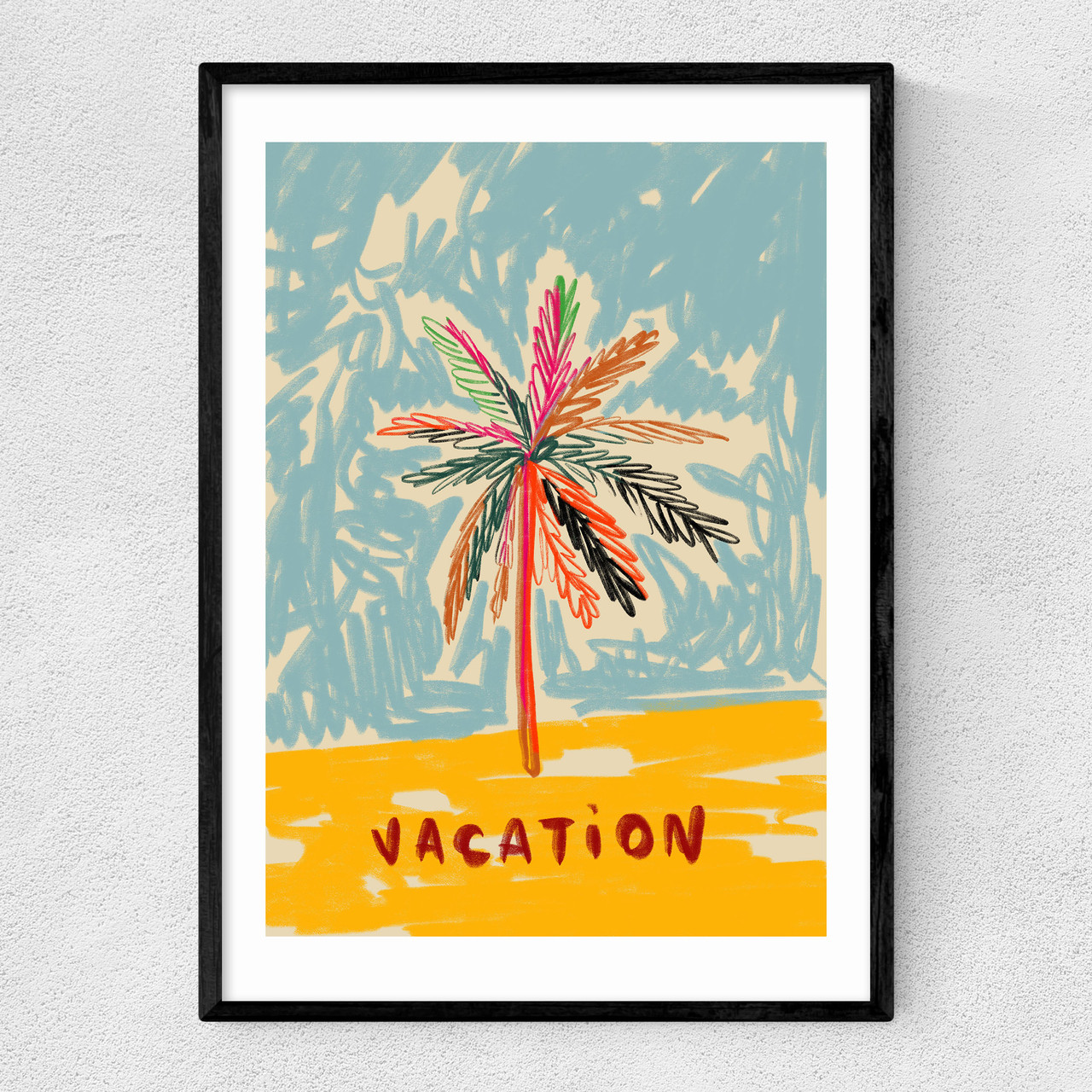 vacation art print by sandra poliakov in black frame
