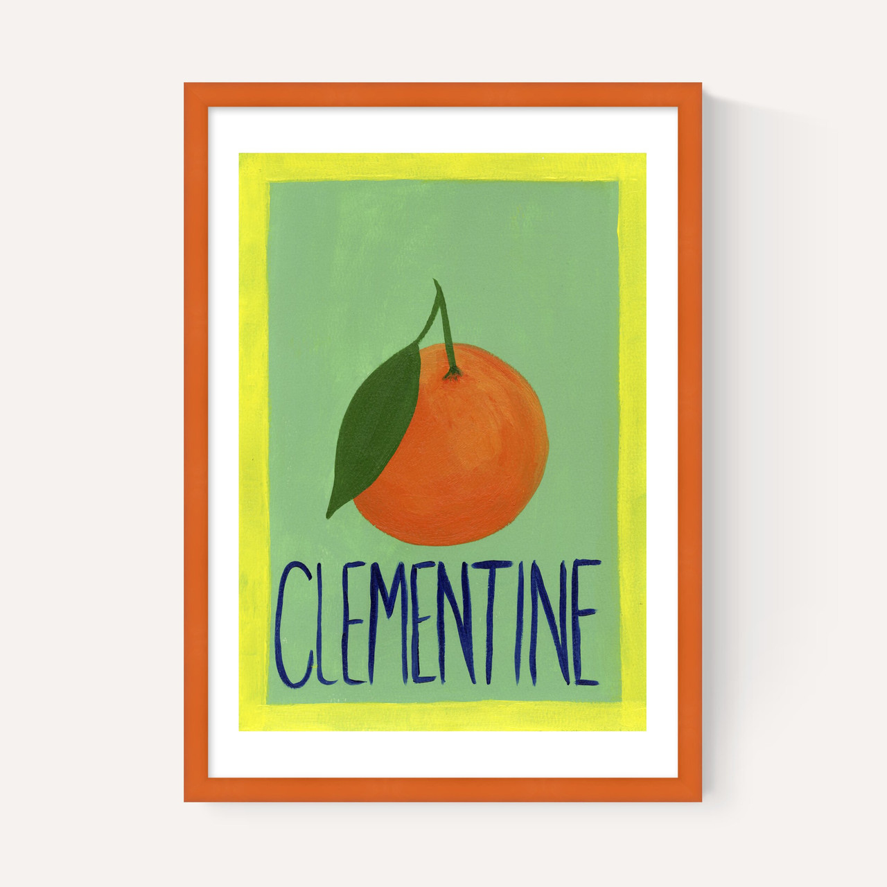 clementine art print by susie miller in orange frame