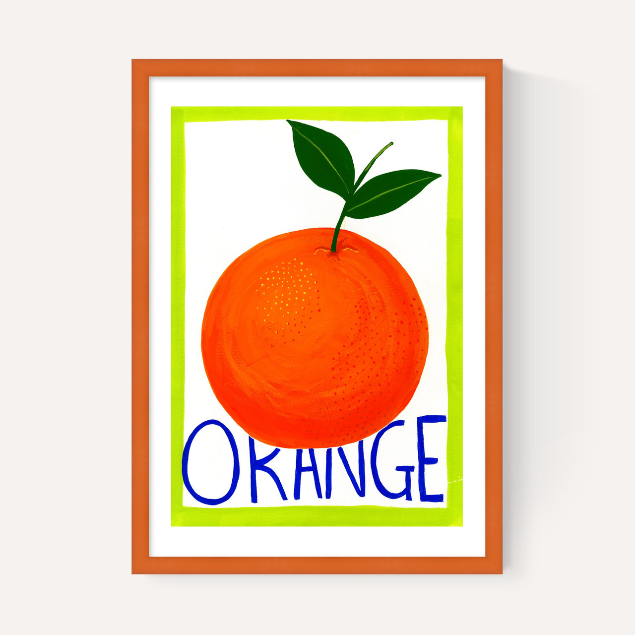 large orange art print by susie miller in orange frame