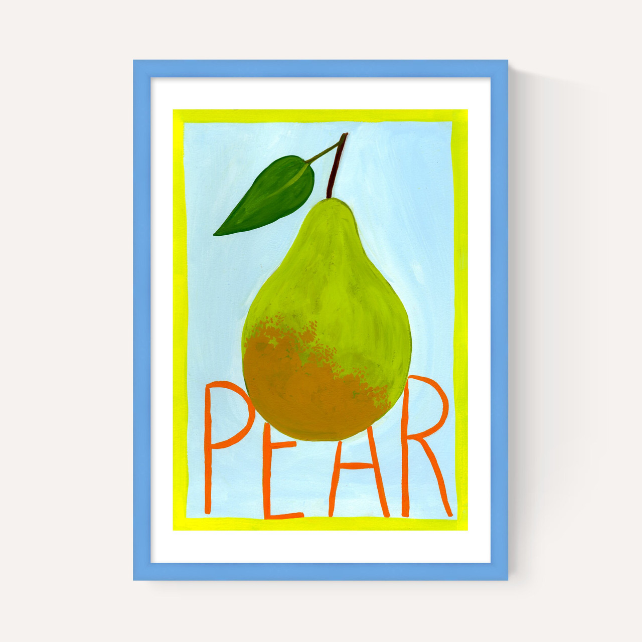 large pear art print by susie miller in sky frame