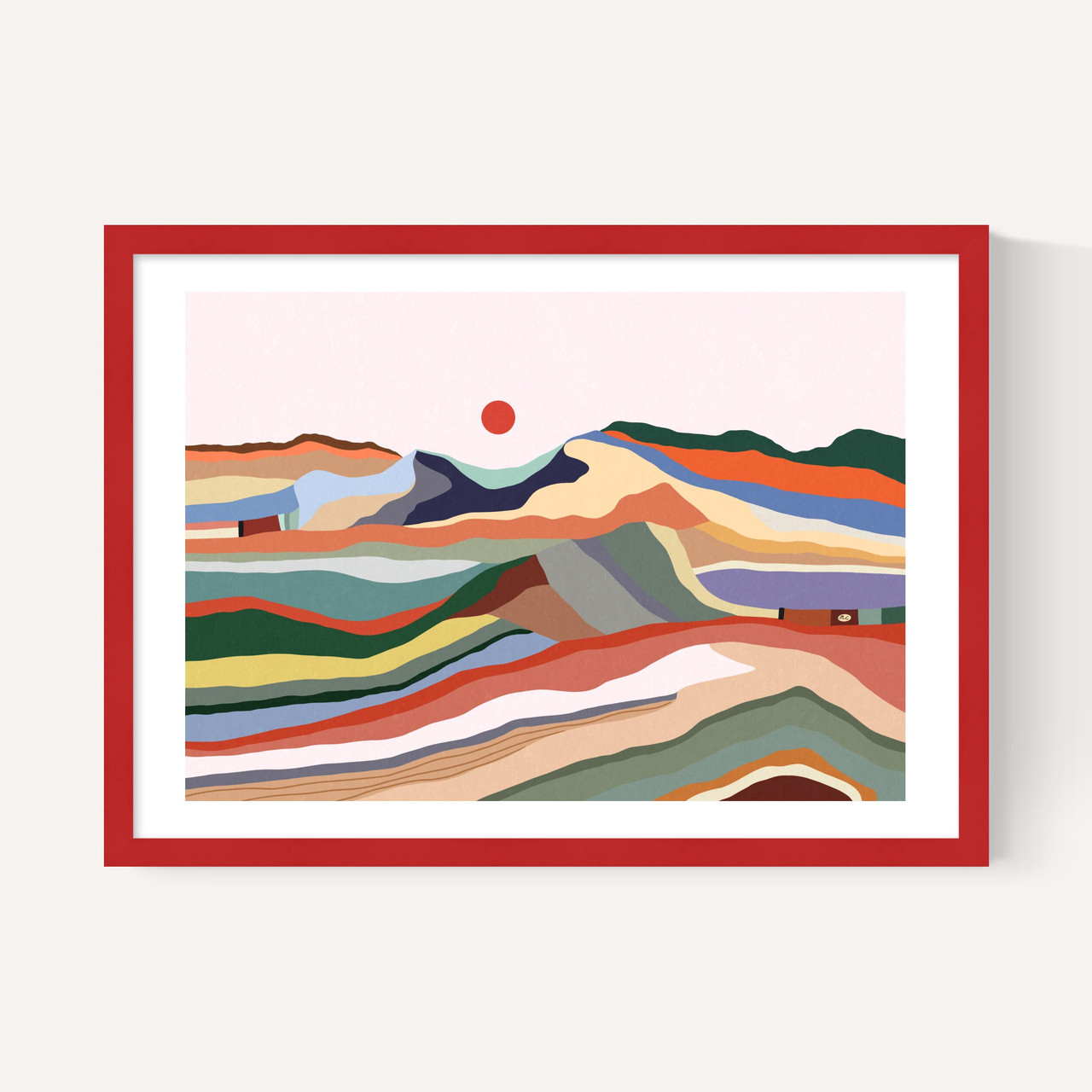 camaleonte art print by marina ester castaldo in red frame