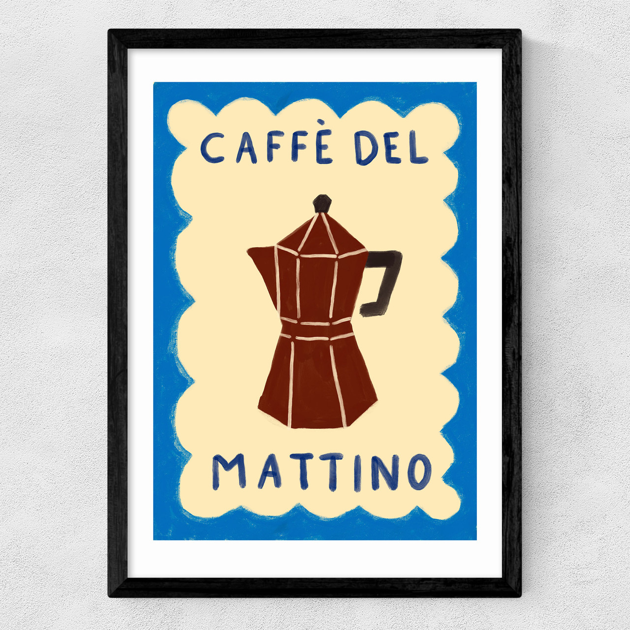 caffè del mattino art print by she snacks and paints in black frame