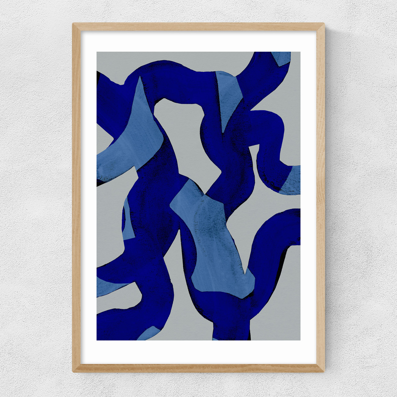 abstract brush strokes 65x art print by mareike boehmer in white frame