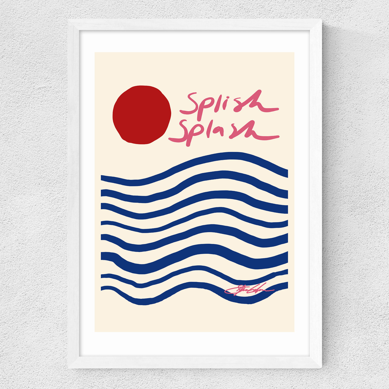 splish splash art print by stephie cardona in white frame
