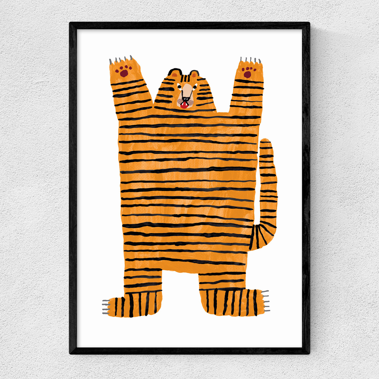 roar art print by min pin in black frame