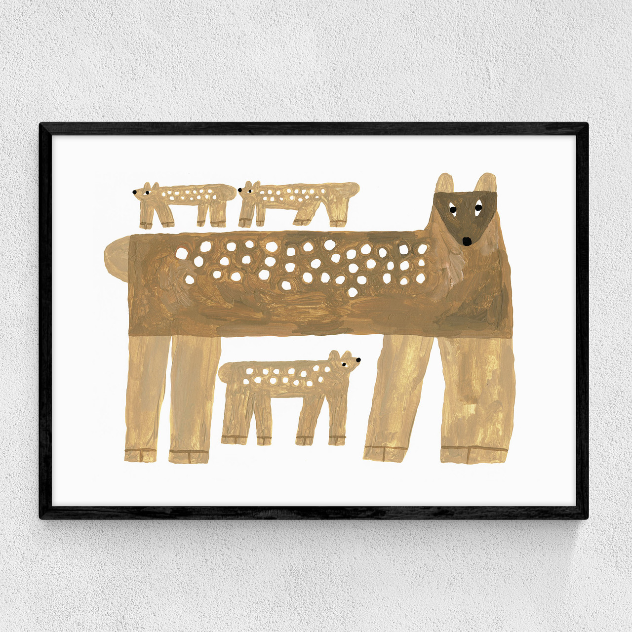 snow day art print by min pin in black frame