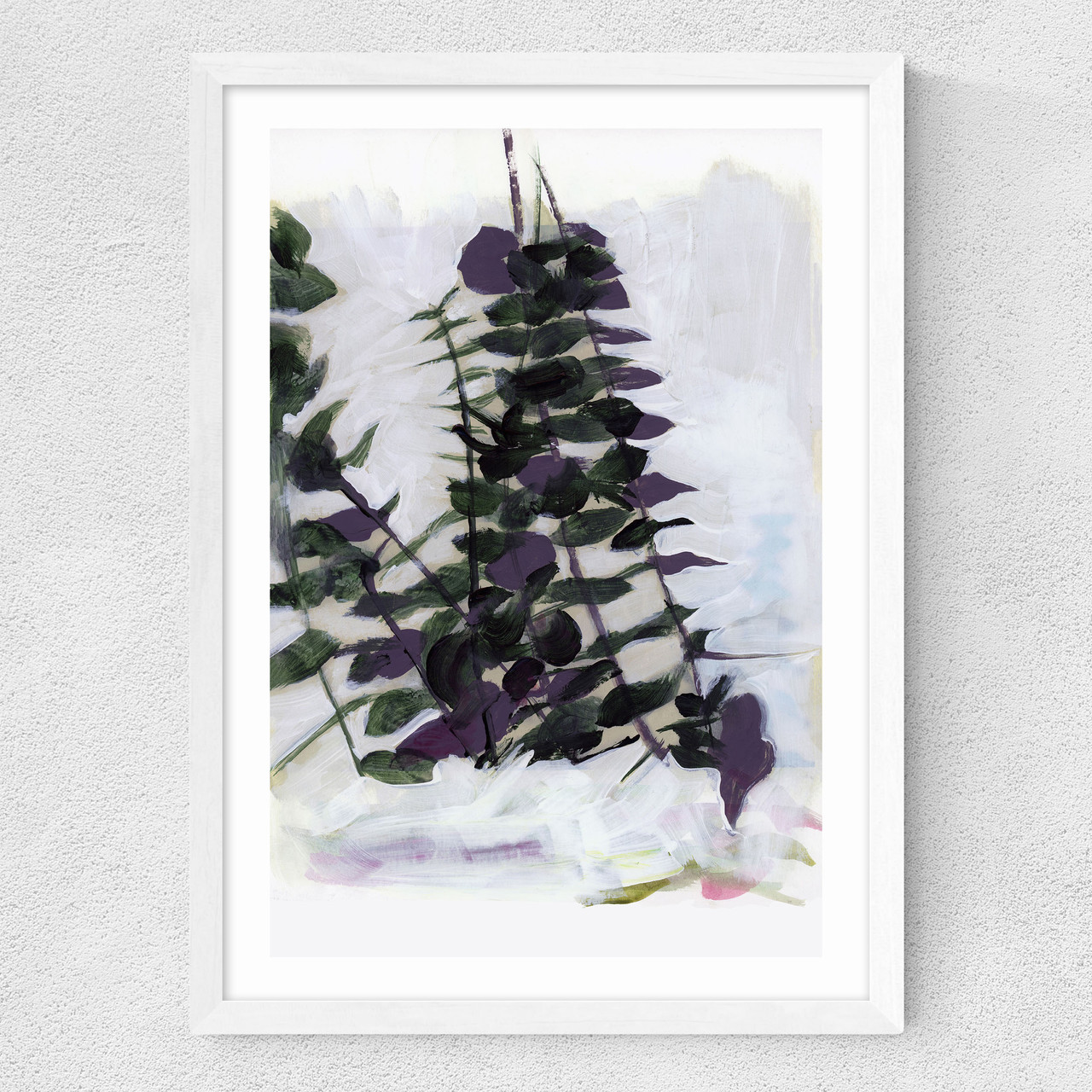 eucalyptus painting II art print by cartissi in white frame
