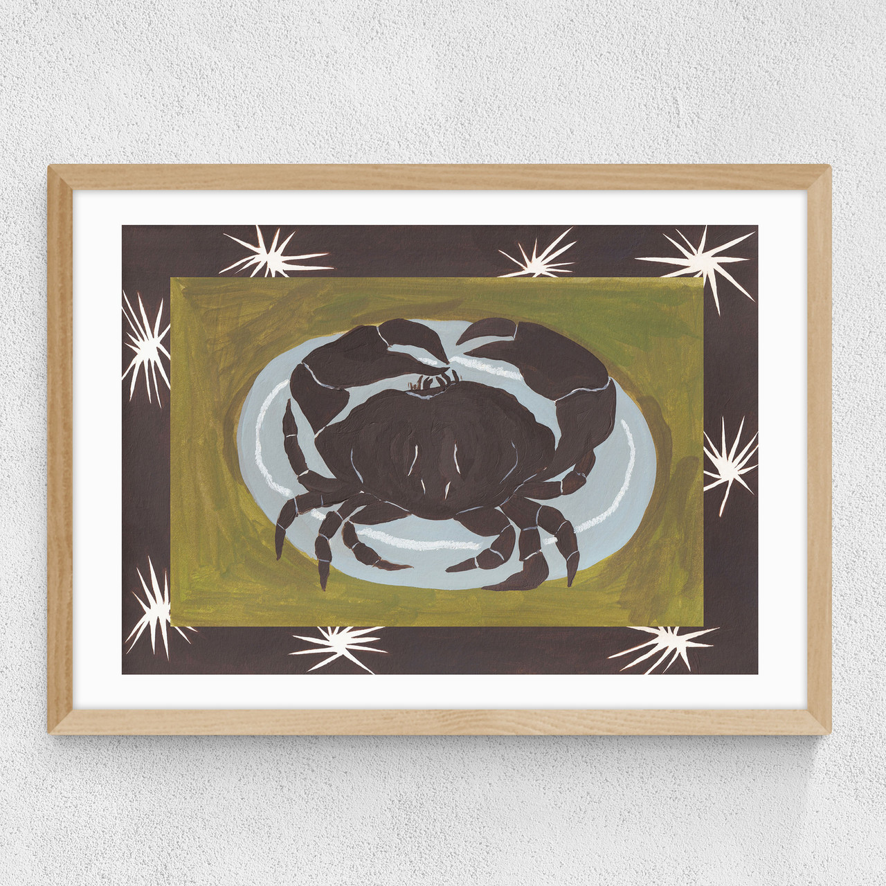 crab cancer star sign art print by jazmine joye in oak frame