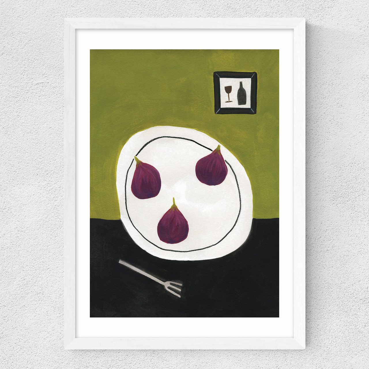 figs for breakfast art print by jazmine joye in white frame