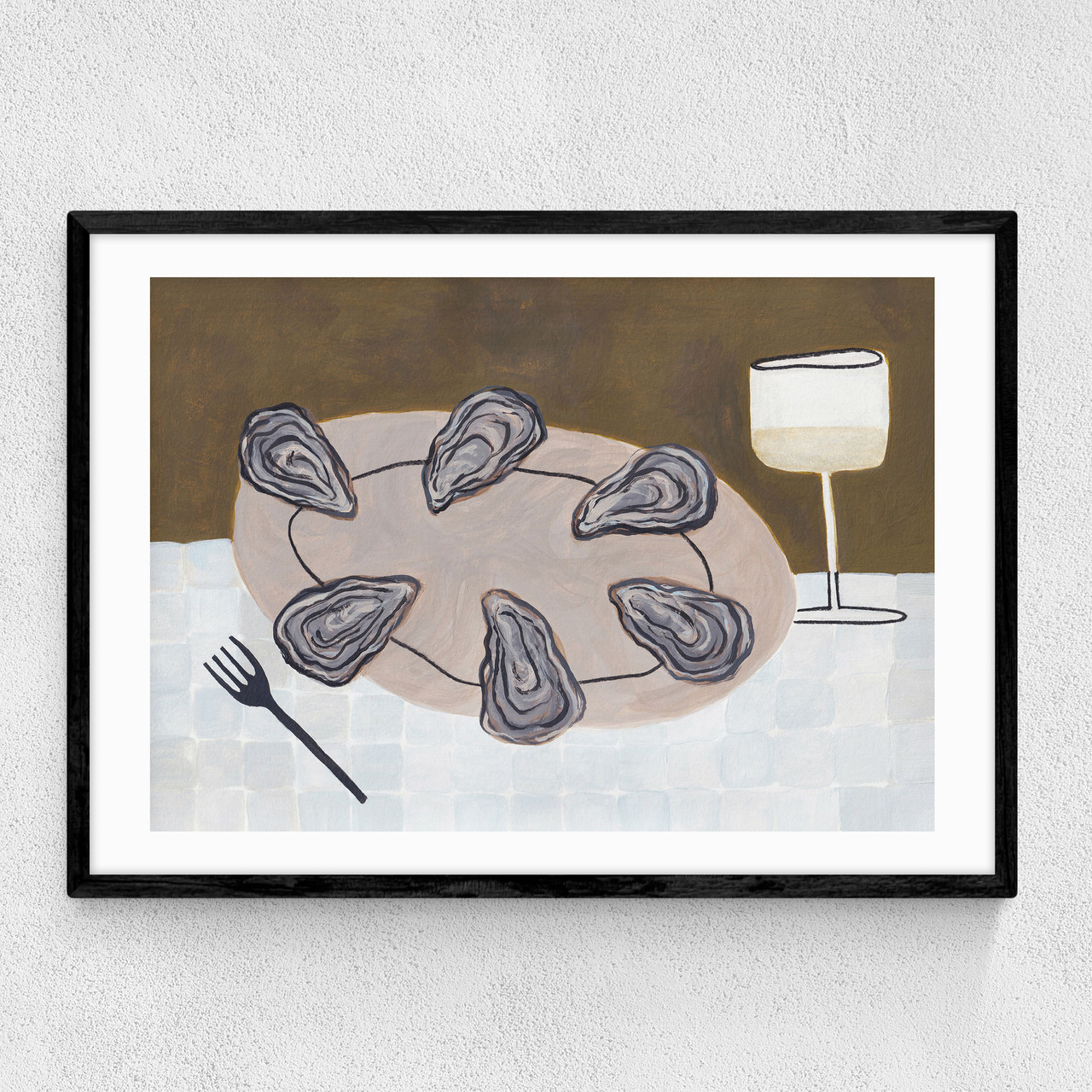 half a dozen oysters please art print by jazmine joye in black frame