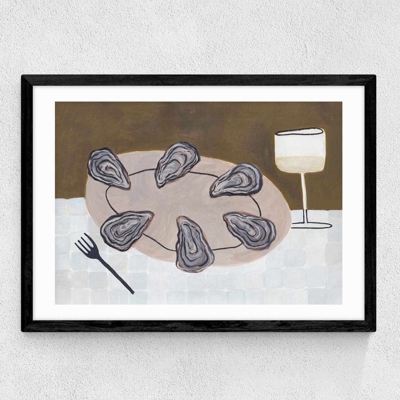 half a dozen oysters please art print by jazmine joye in black frame