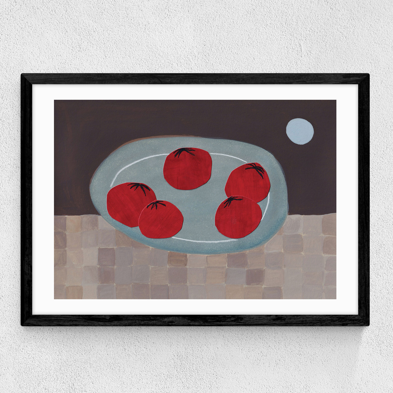 tomato collage art print by jazmine joye in black frame