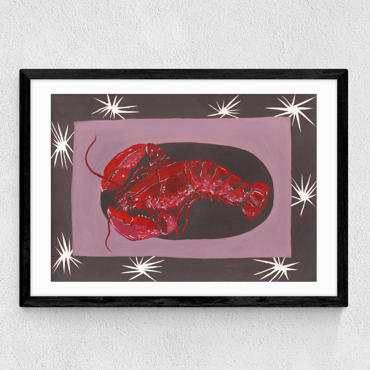 my lobster art print by jazmine joye in black frame