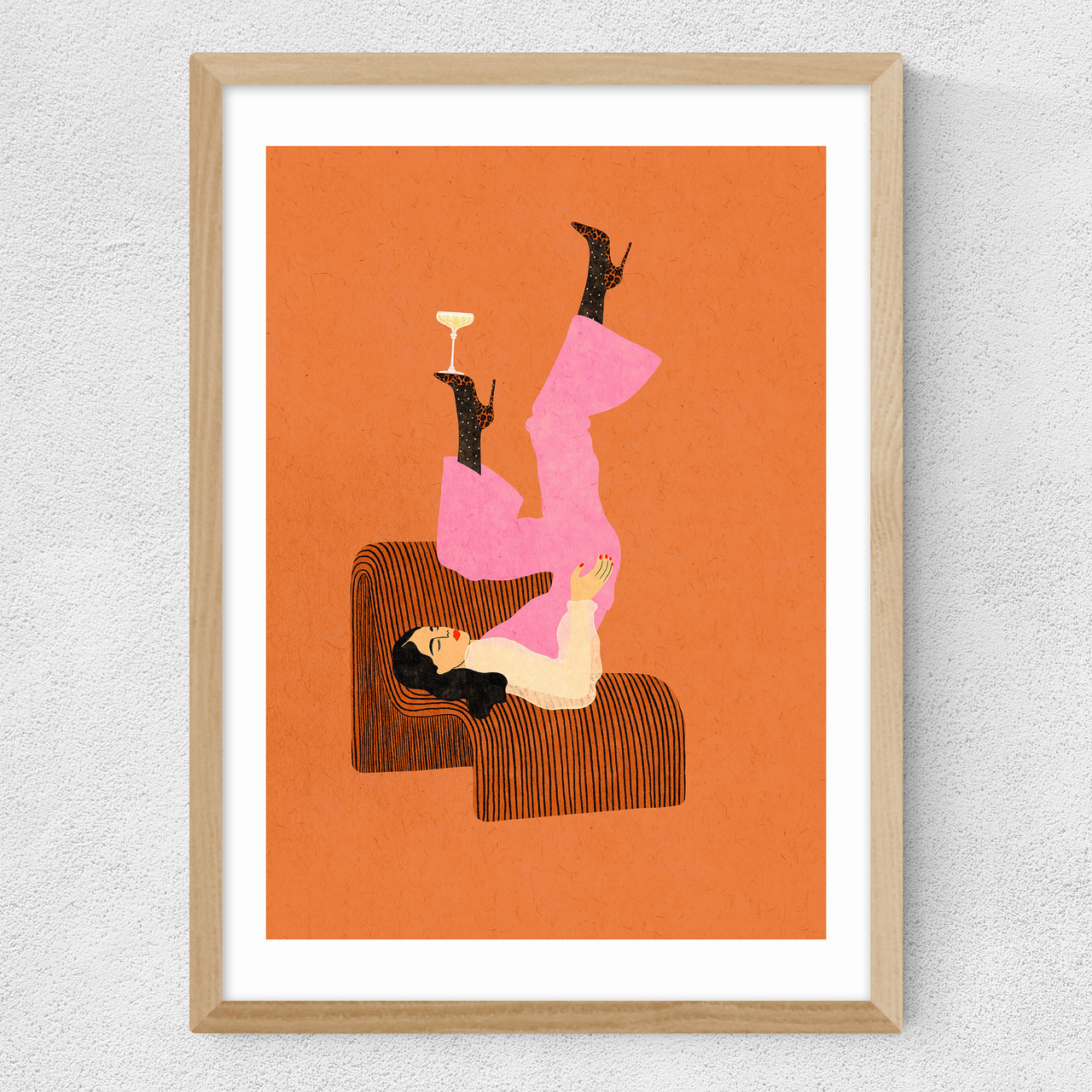 la fête art print by lemon fee in oak frame