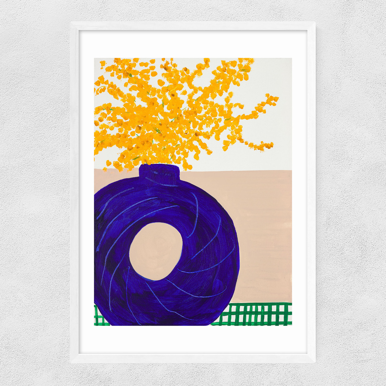 mimosa forever art print by lucy muss in white frame