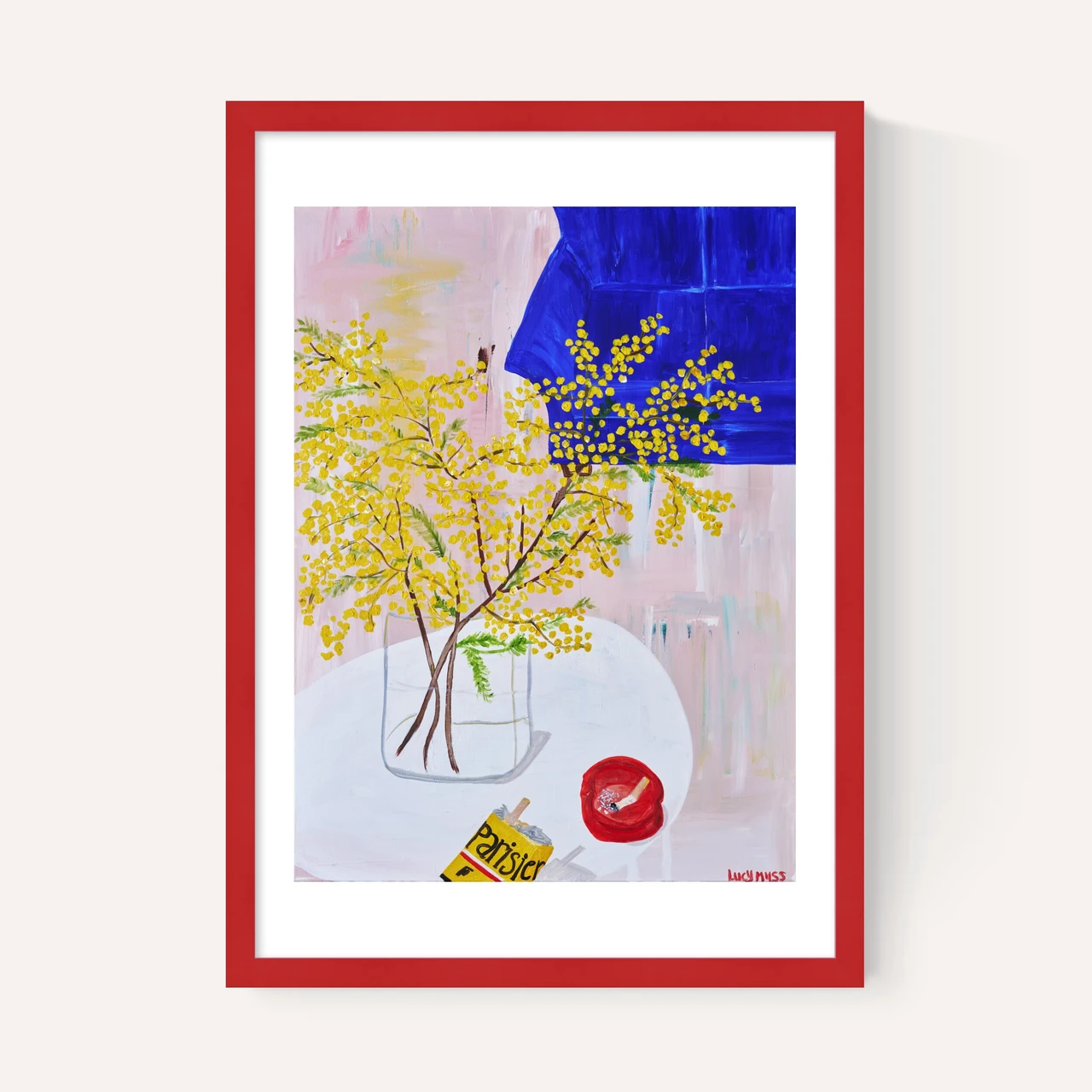 when in paris art print by lucy muss in red frame