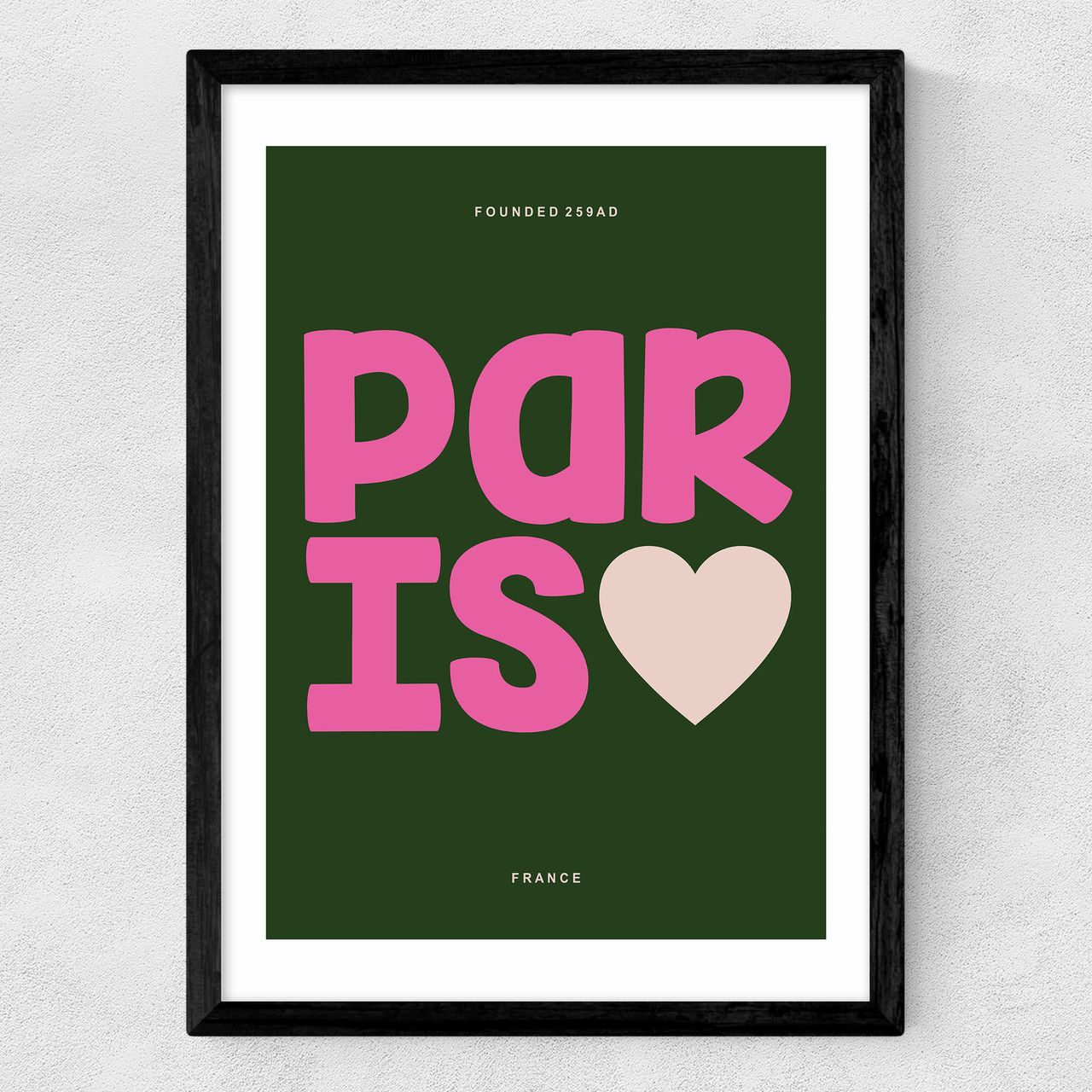 paris typography art print by luxe poster co in black frame
