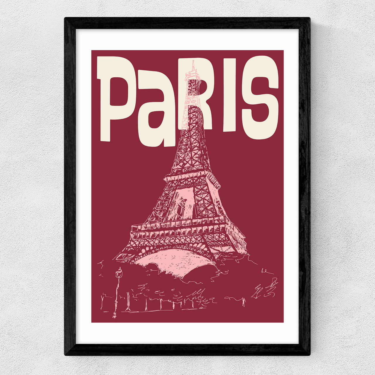 paris city art print by luxe poster co in black frame