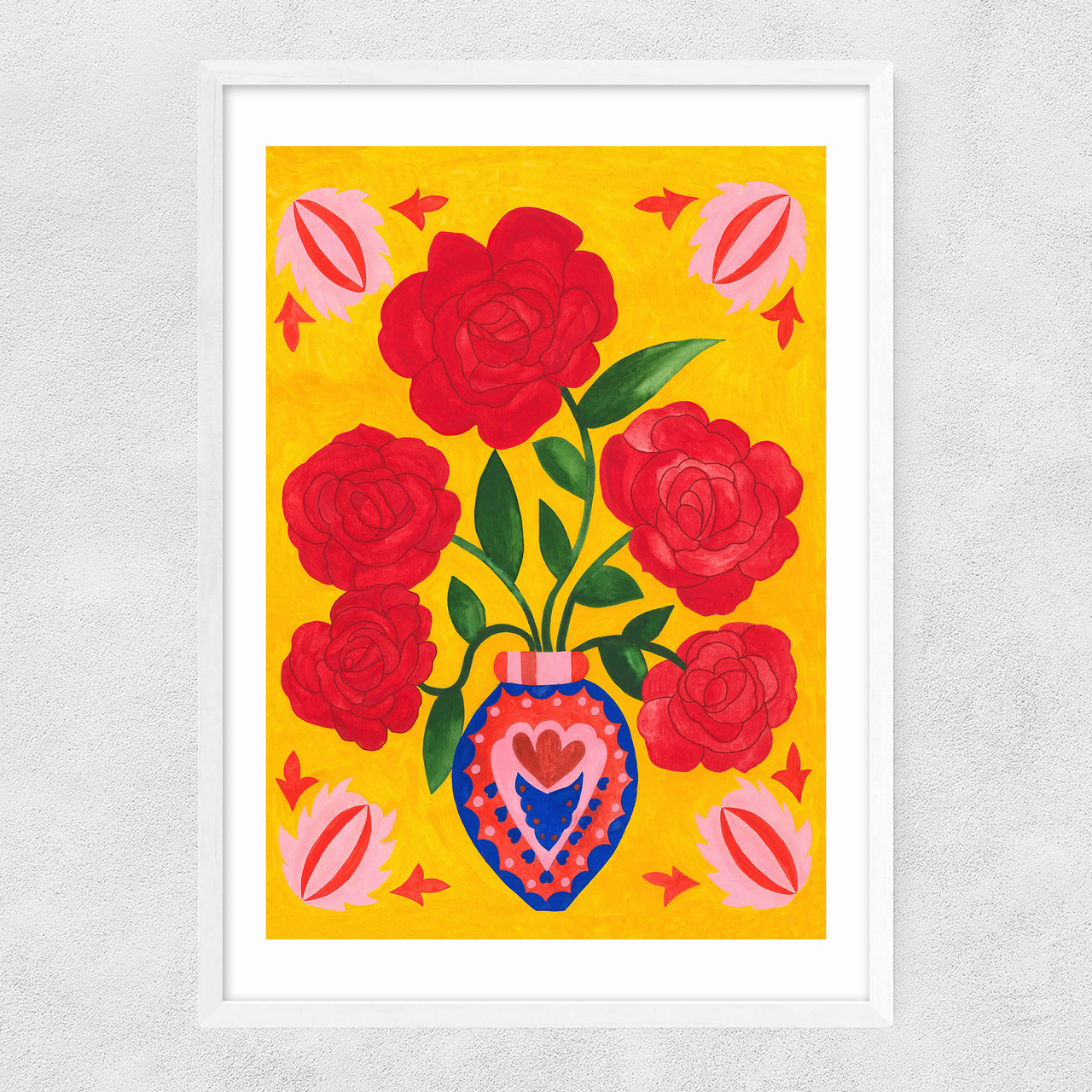 guldasta art print by mahin hussain in white frame