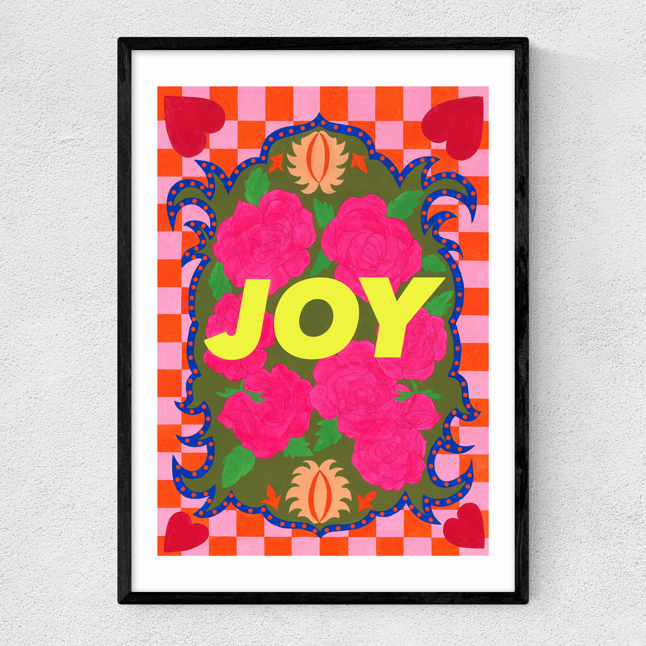joyous florals art prints by mahin hussain in black frame
