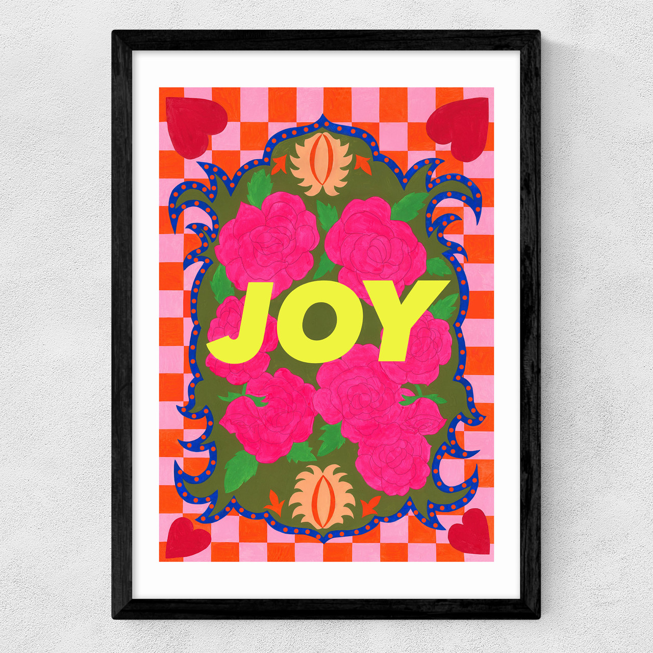 joyous florals art prints by mahin hussain in black frame