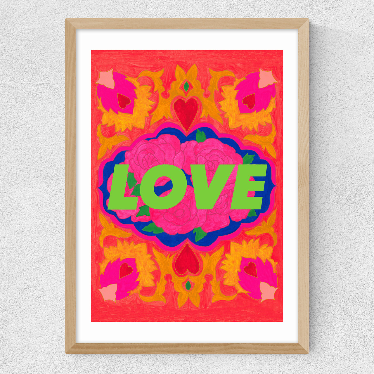 my love art print by mahin hussain in oak frame