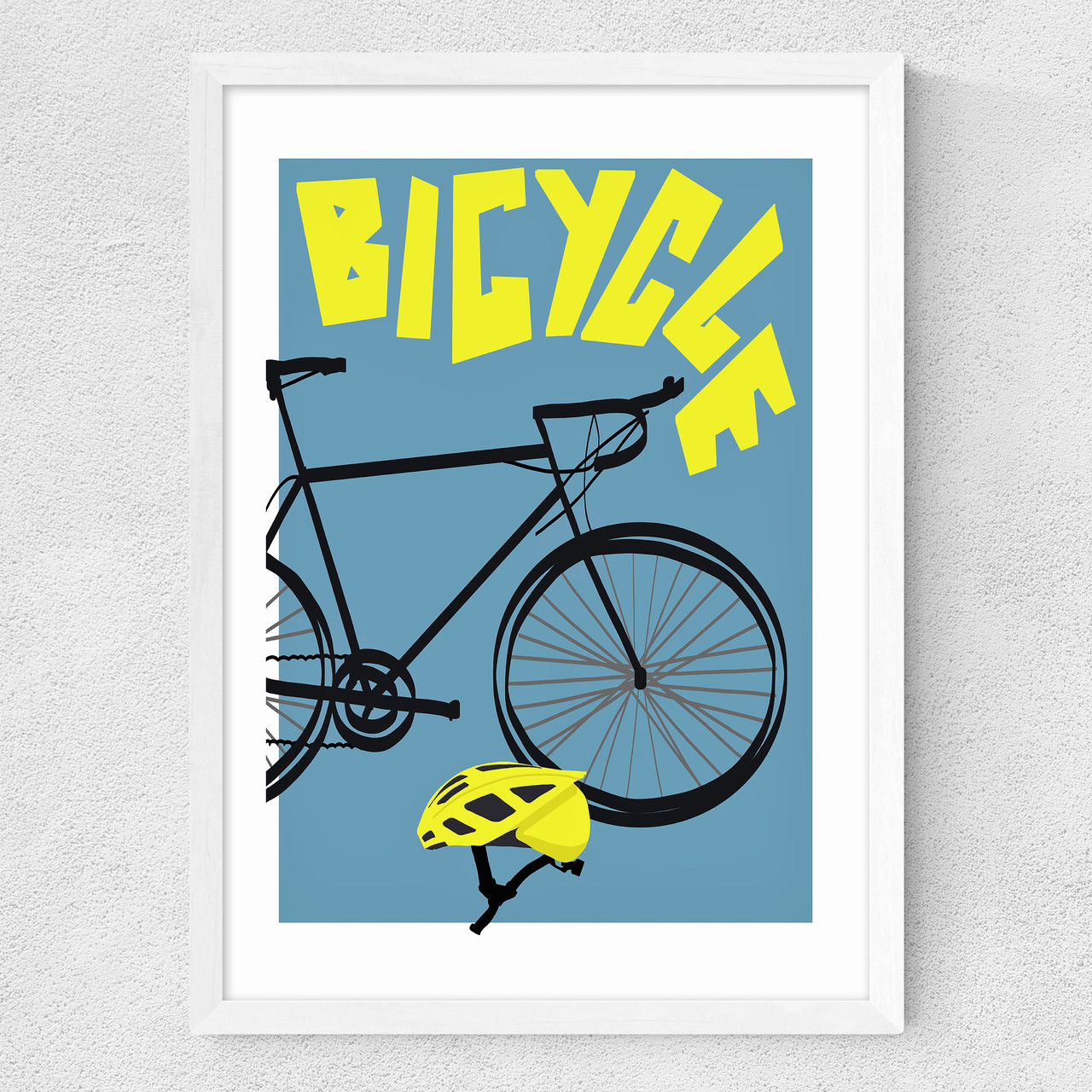 Bicycle club art print by natalie cass in white frame