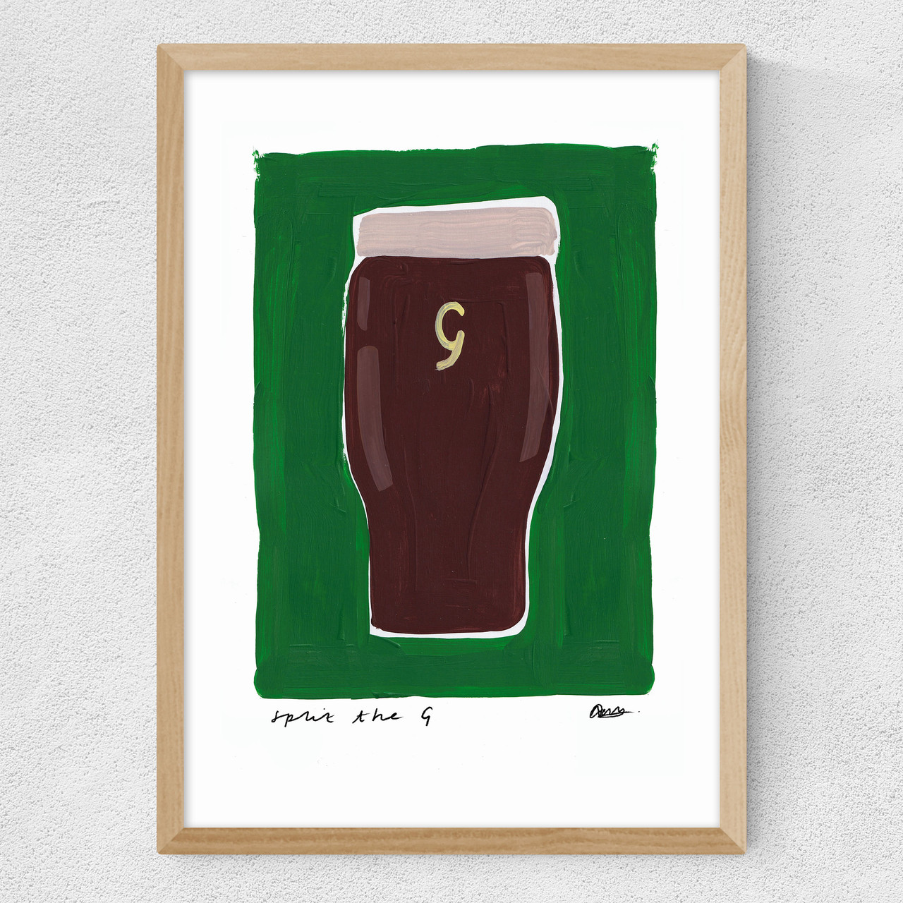 Guinness art print by natalie cass in oak frame