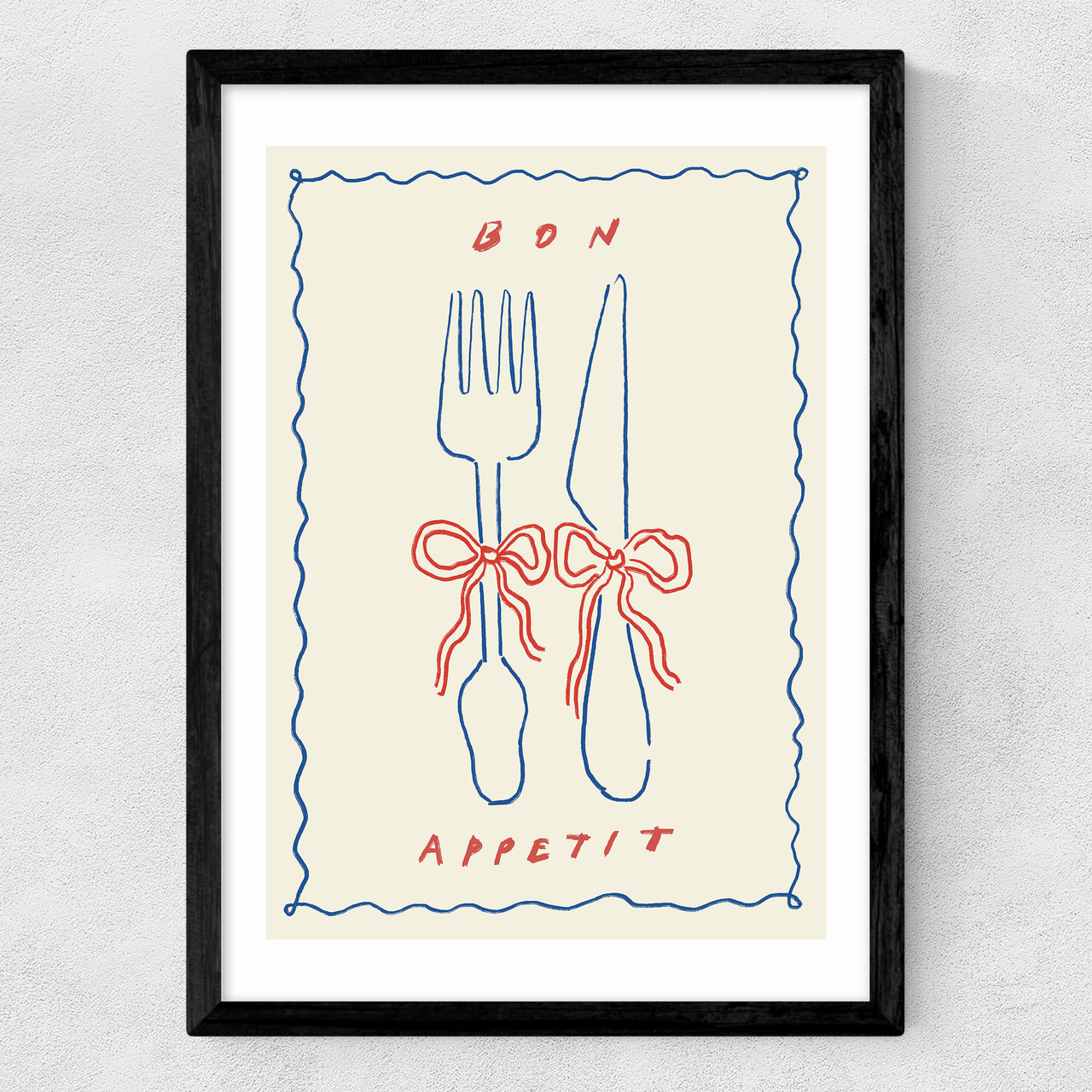 bon appetit babe art print by nice draws in black frame