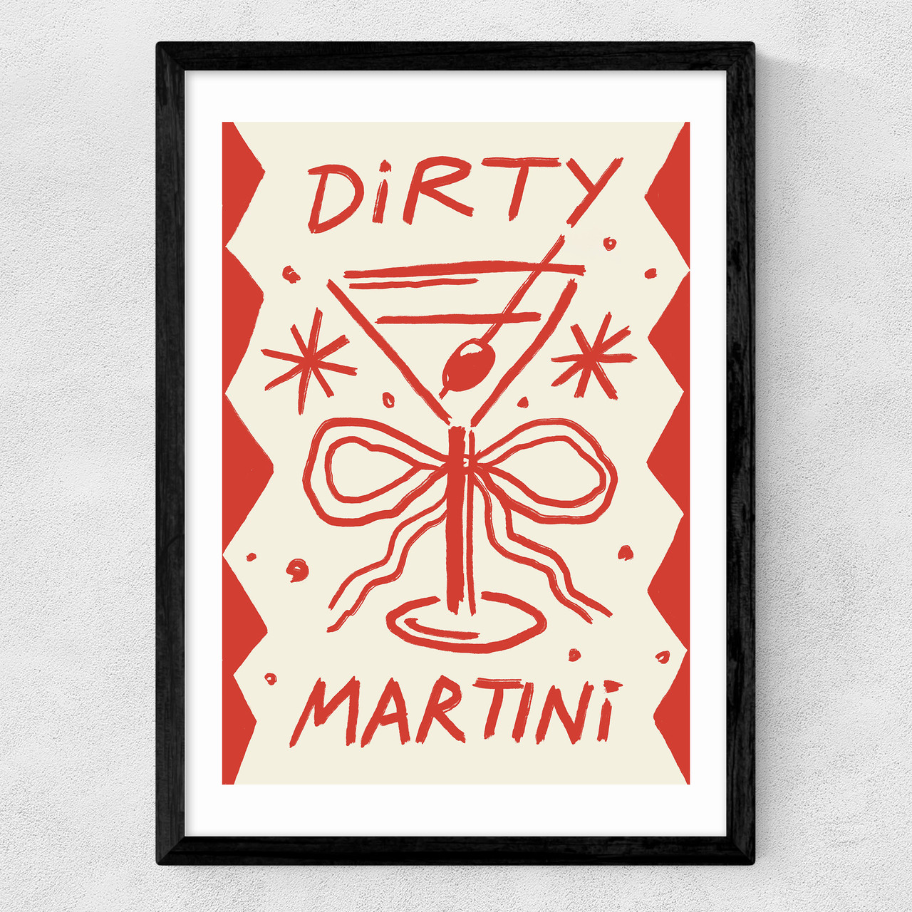 dirty martini time art print by nice draws in black frame