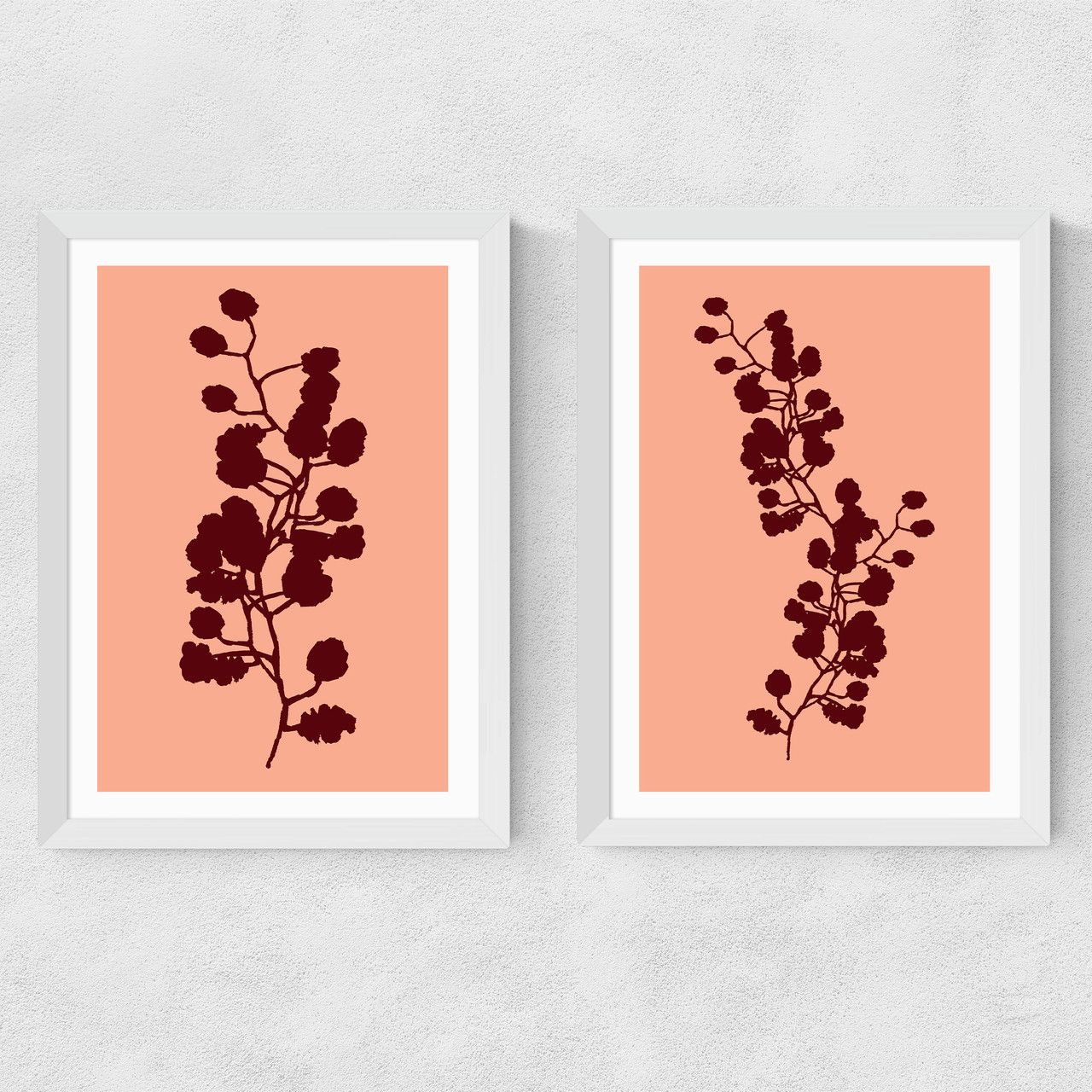 floral silhouette art print set by cartissi in white frame