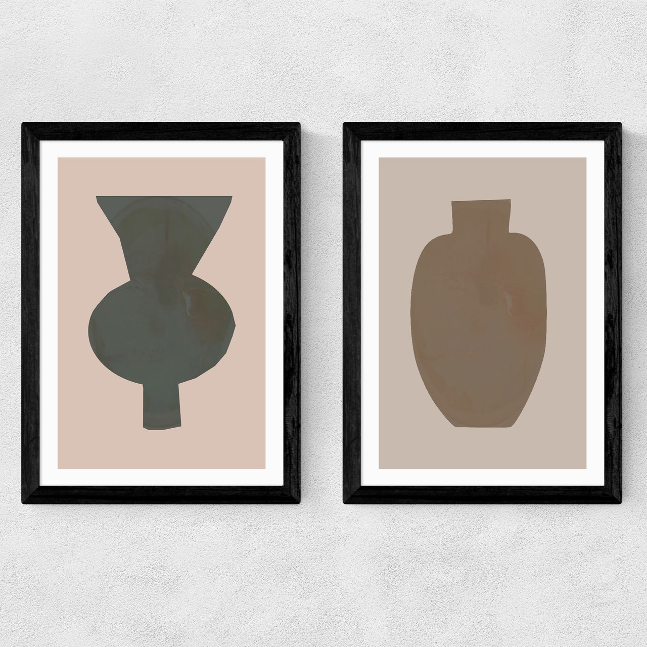 neutral vase art print set by cartissi in black frame