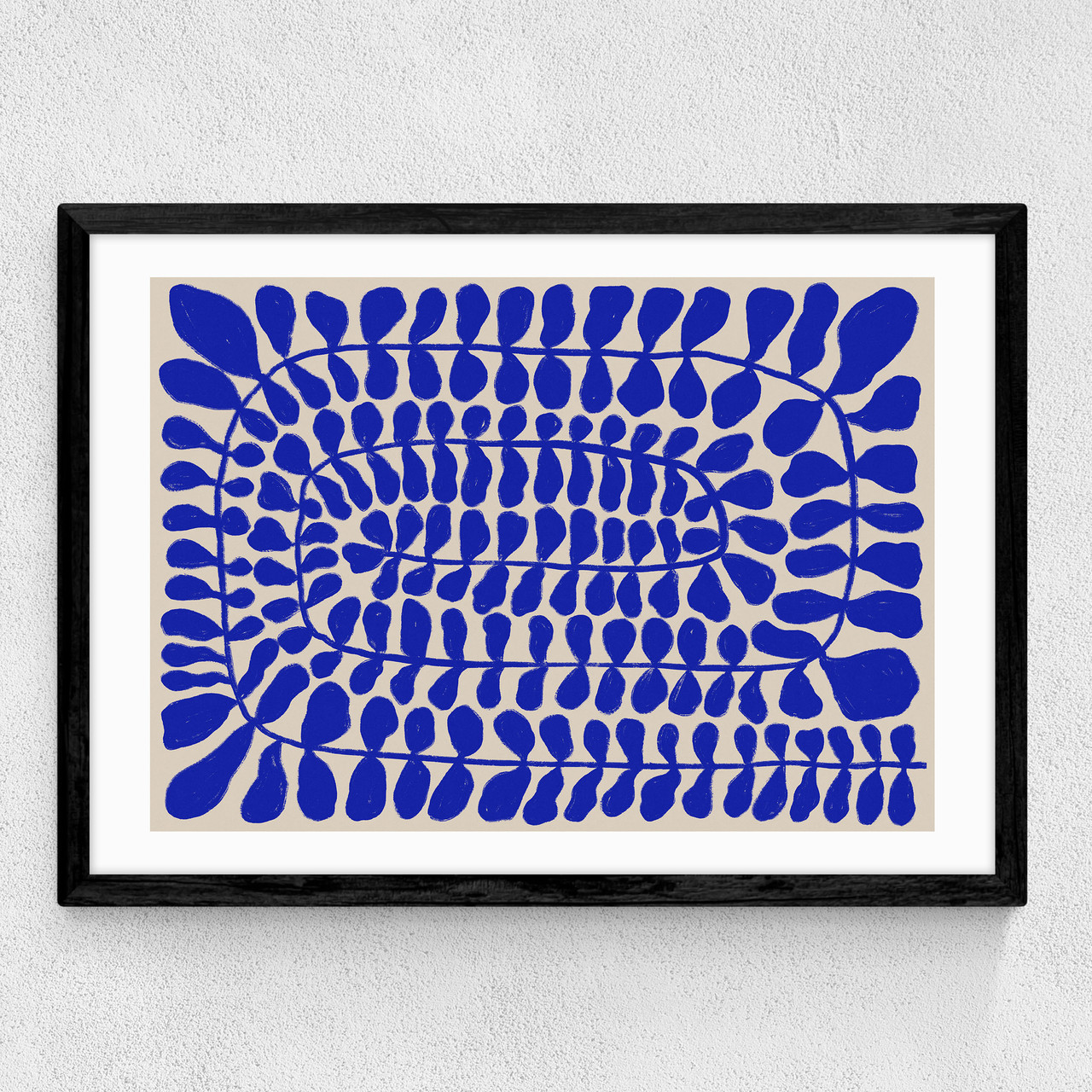 one hundred leaved landscape blue art print by alisa galitsyna in black frame