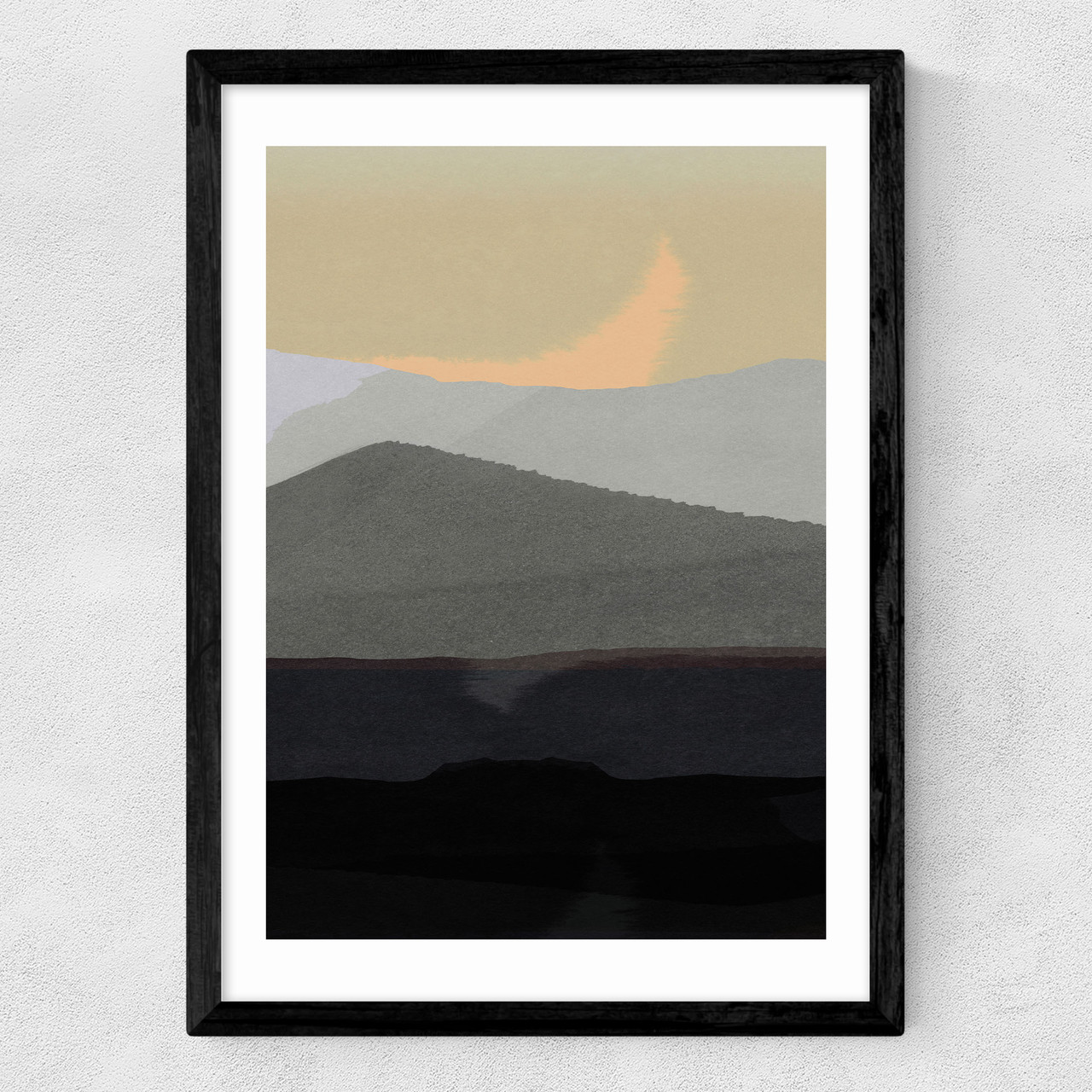 golden hills II art print by cartissi in black frame