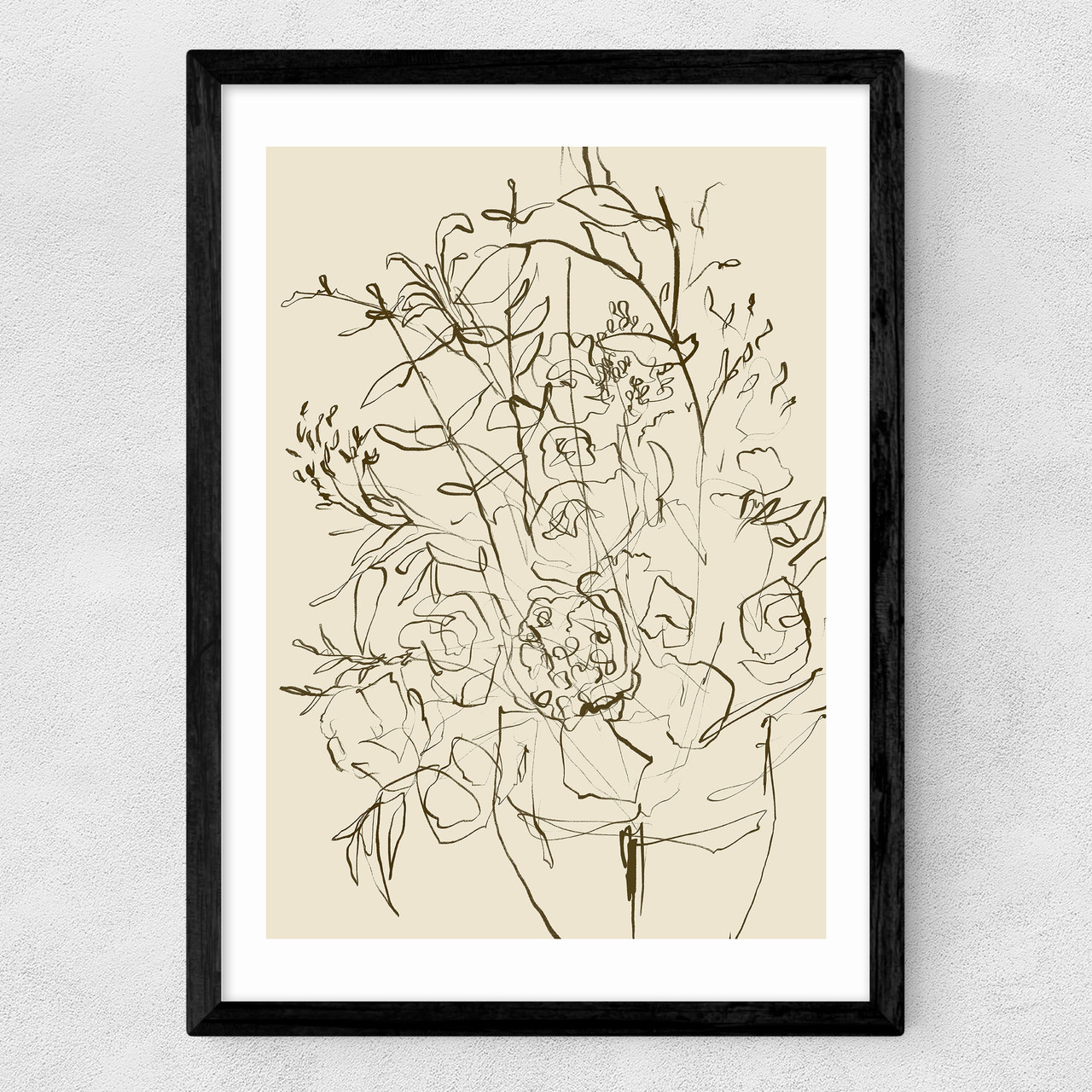 farmhouse flowers art print by dan hobday in black frame