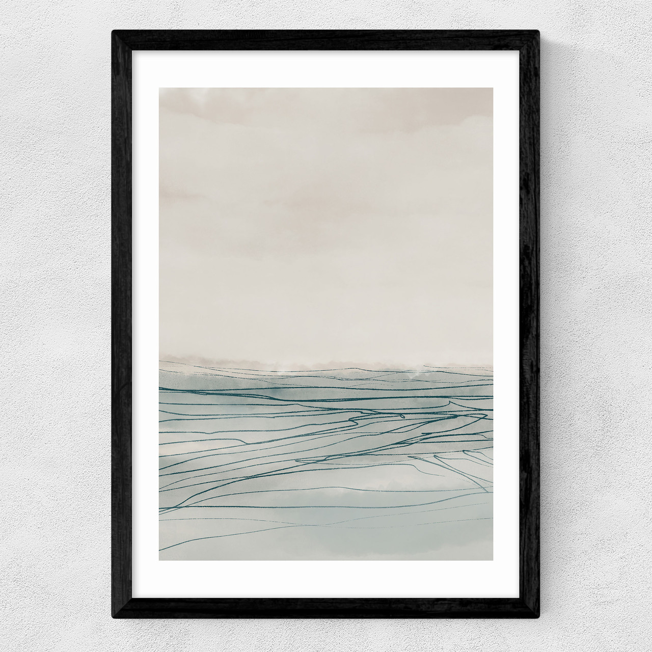 still sea I art print by dan hobday in black frame