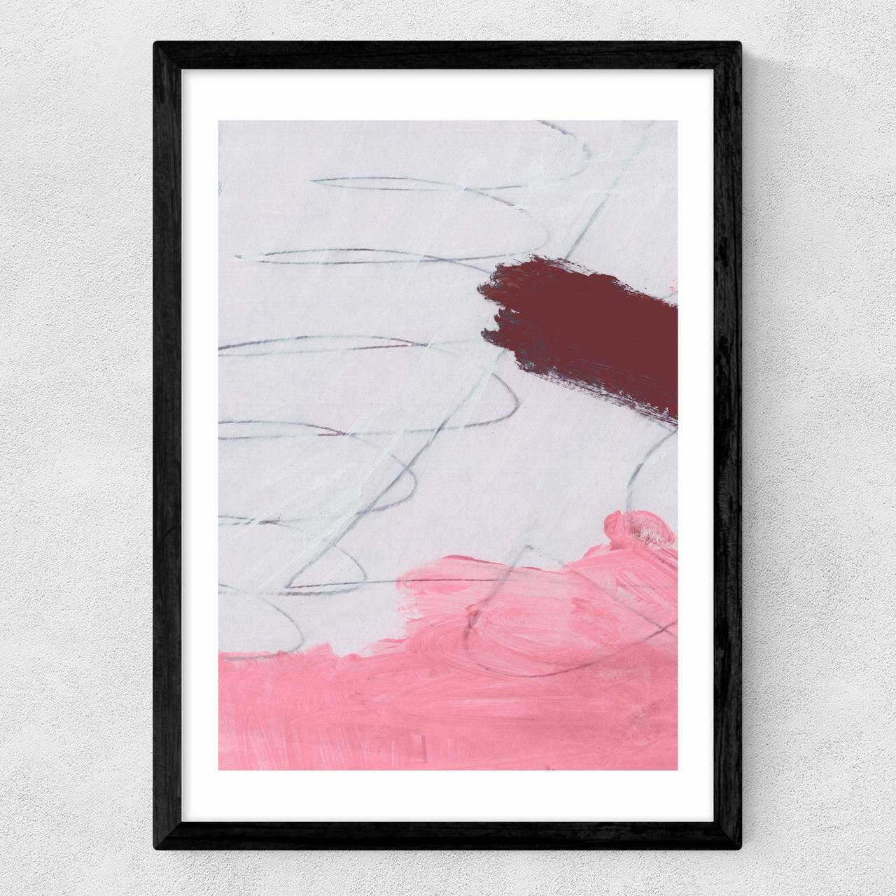 pink brush set 1 art print by dan hobday in black frame