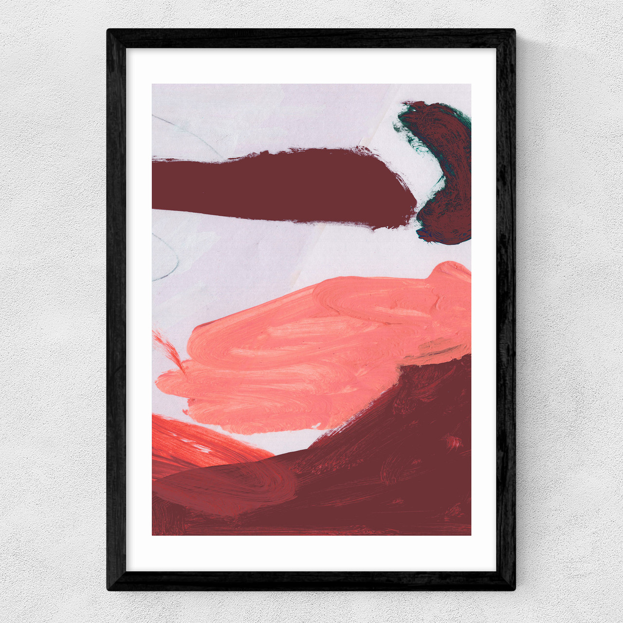 pink brush set 3 art print by dan hobday in black frame