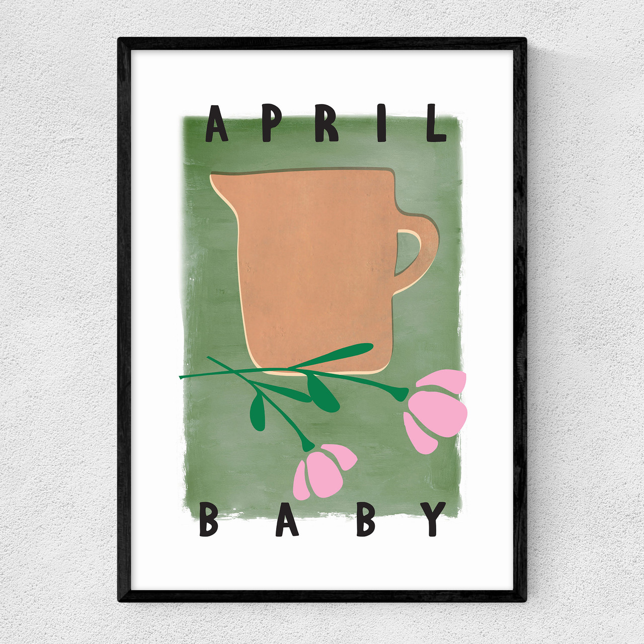 april baby art print by sun made studio in black frame