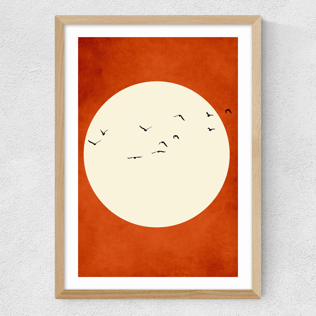 warming feelings art print by kubistika in oak frame